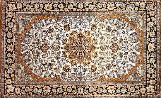 A traditional Kashmiri silk carpet. 