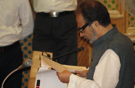  Muzaffar Hussain Baig reading the list in State Assembly - Photo: Bilal Bahadur