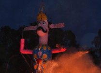 The effigy of demon king Ravana burns during Dussehra celebration in srinagar on Wednesday 24 October 2012