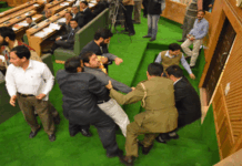 Jammu Youth creating ruckus in JK Assembly being manhandled-Photo:Bilal Bahadur