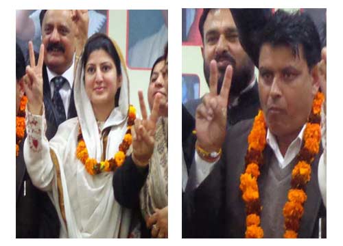 Winning Jammu Candidates Dr Shahnawaz Ganai(L) and Shyam Lal(R)