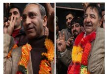 Winning Candidates Ali Mohammad Dar(L) and Ghulam Nabi Monga(R) -- Photo: Bilal Bahadur