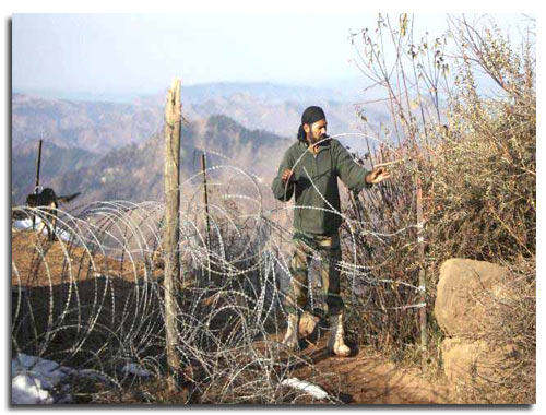 A Soldier caught in a concertina wire near LoC