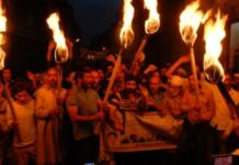 JKLF Activists Stage Candle Lit Sit In