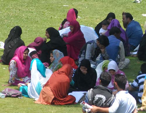 CET aspirants waiting to appear in  second paper on Saturday in local park in Srinagar  
