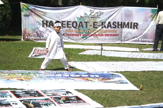 Suzain, son of Neelofar of Shopian at Haqeeqat-e-Kashmir. Pic: Bilal Bahadur