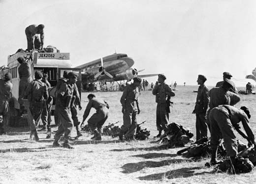 Indian army landing in Srinagar on October 27th, 1947.