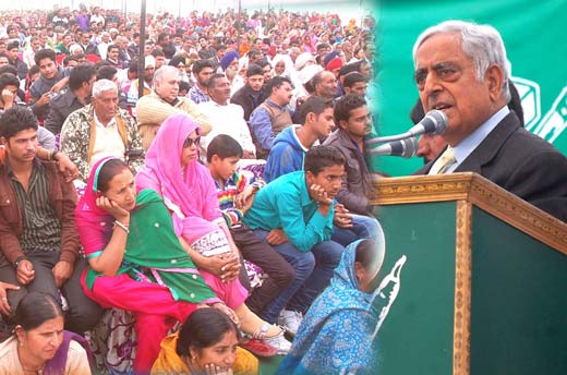 PDP patron addressing a public meeting in Jammu recently.