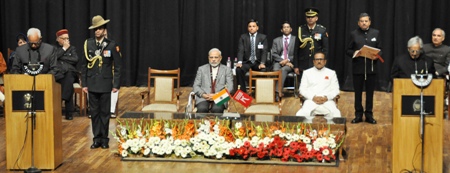 MuftiMuhammad Sayeed taking oath in presence of Prime Minister Narendra Modi
