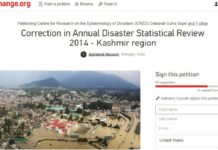 Kashmiri Netizens File Online Petition For Correction in Annual Disaster Statistical Review 2014