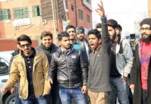Technical Board students during protest in Srinagar. (Photo: Bilal Bahadur/KL)