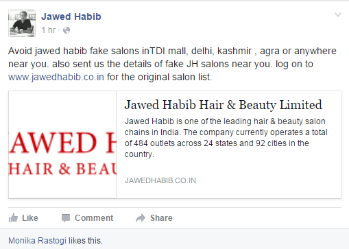 Fake Jawed Habib Salon Fleecing Customers in Srinagar' | Kashmir Life