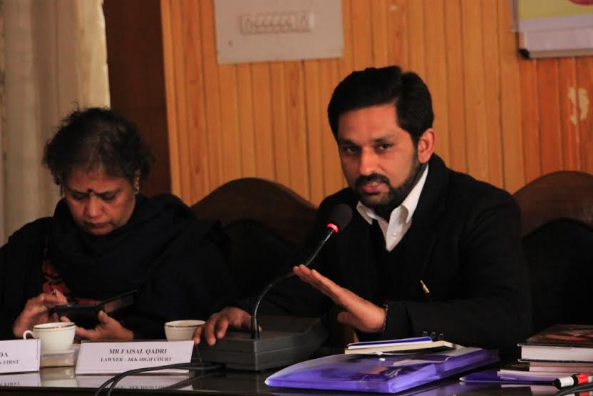 Advocate Faisal Qadri speaking in the workshop.