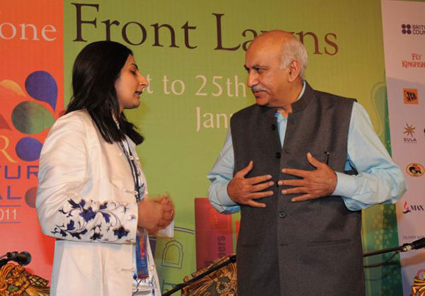 Nitasha Kaul with MJ Akbar at Jaipur Litfest 20111.