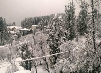 Fresh snowfall in South Kashmir's Qazigund. (KL Image by Special Arrangement)