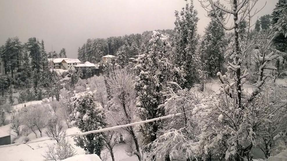Fresh snowfall in South Kashmir's Qazigund. (KL Image by Special Arrangement)