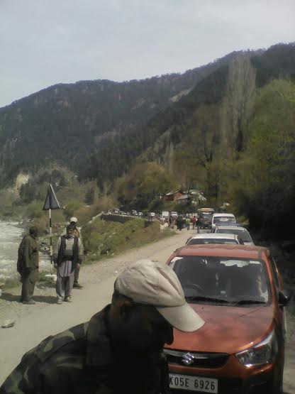 The blocked Srinagar-Muzaffarabad road in Uri