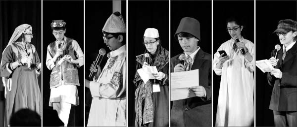American born Kashmiri children presenting their creations to the gathering.