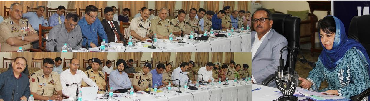 CM Mehbooba Mufti in Kupwara on April 16, 2016 chairing a meet of top district administration officials.
