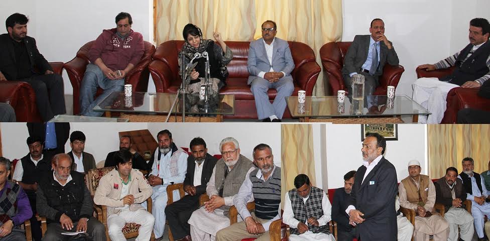 CM Mehbooba Mufti in Kupwara with victim families and lawmakers on April 16, 2016
