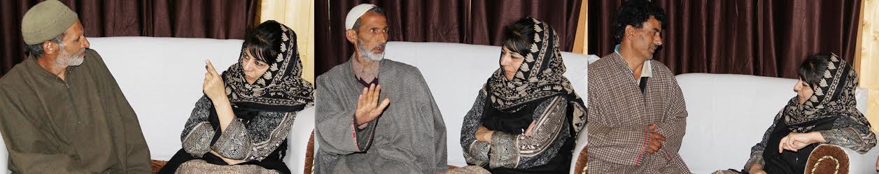 CM Mehbooba Mufti in Kupwara with victim families on April 16, 2016. (KL Image courtesy: Information department)