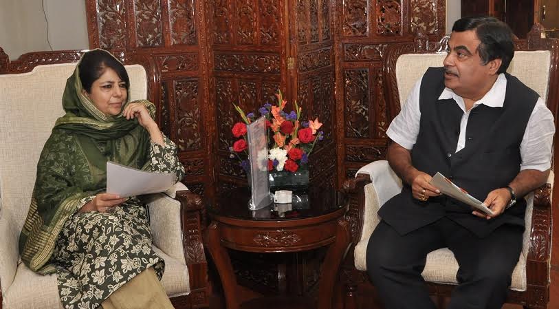 CM Mehbooba with Union Surface Transport Minister