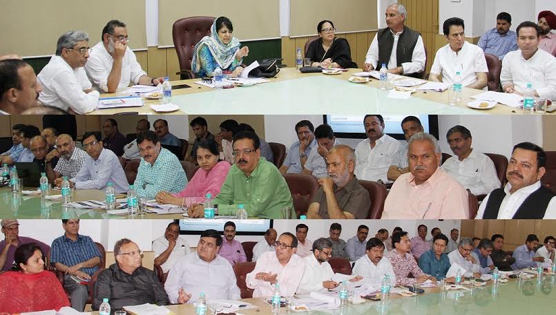 CM Ms Mehbooba Mufti chairing a high level meeting in Jammu on April 23, 2016
