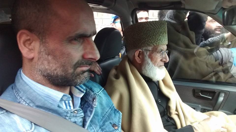 Syed Ali Geelani on way his way back home on Wednesday. He was in New Delhi for health reasons.