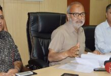J&K Government spokesperson, Naeem Akhtar, detailing the cabinet decisions in Jammu on April 11, 2016.