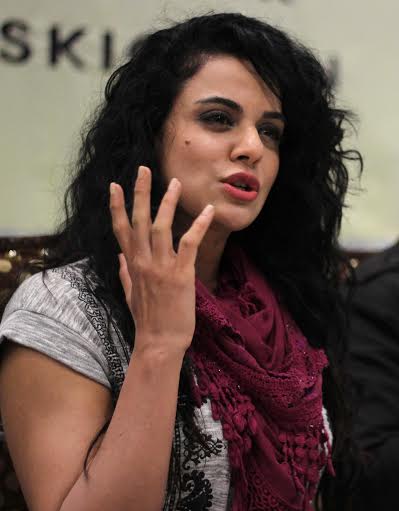 Bollywood actress Sara Khan who is currently in Kashmir shooting her film Sargoshiyan, during a press conference at Sher-I-Kashmir International Convention Centre in Srinagar on WednesdayPHOTO BY BILAL BAHADUR