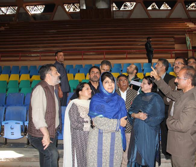 CM Mehbooba along with Sports Minister visited Indoor Stadium at Gogji bagh.