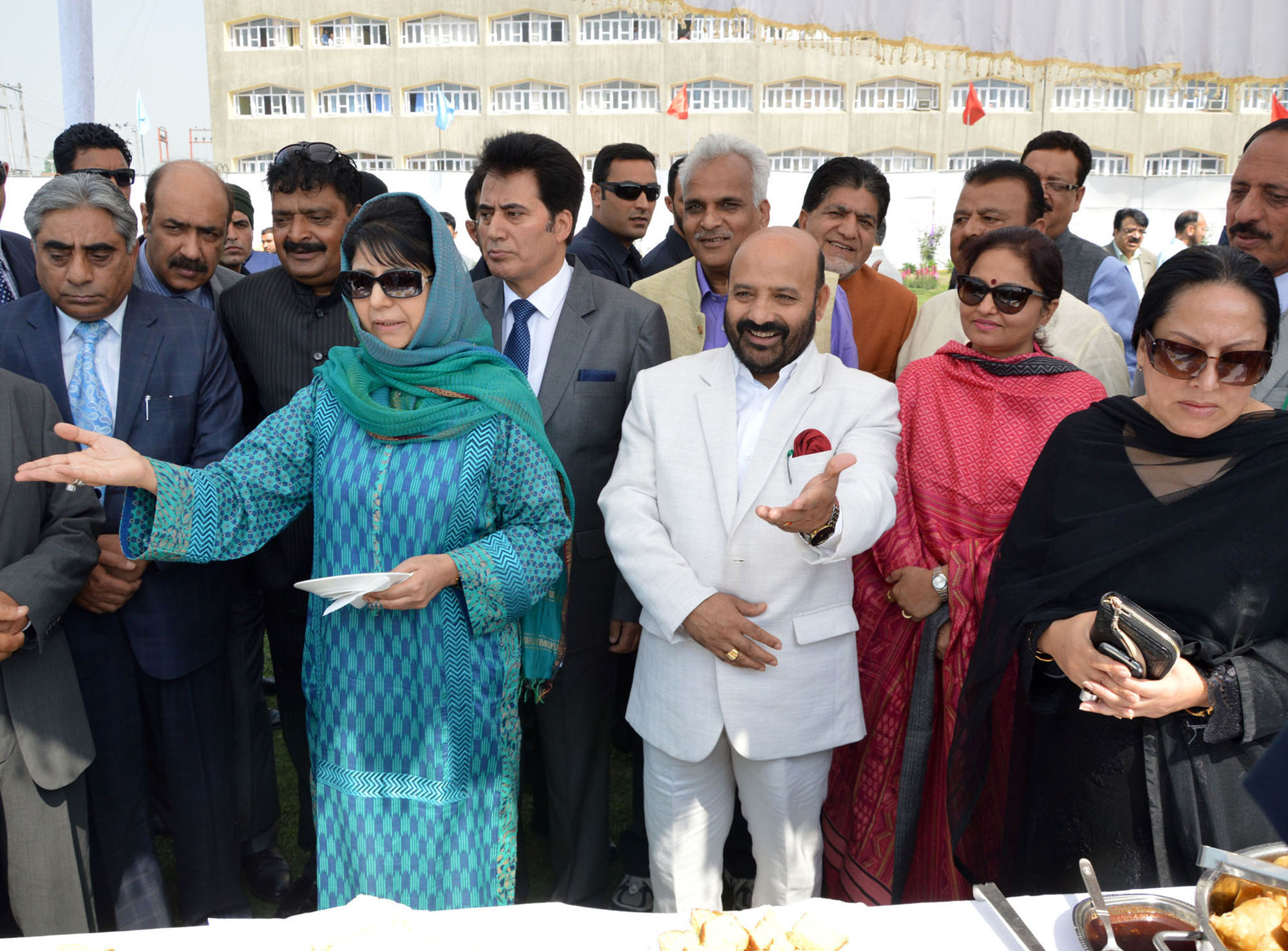 Jammu and Kashmir Kashmir Chief Minister, Ms Mehbooba Mufti addressing  media during the opening of offices as part of the Darbar Move, shifting the capital from Jammu to Srinagar, on Monday. Government offices in Kashmir reopened in Srinagar after spending the winter months in the State's winter capital, Jammu. PHOTO BY BILAL BAHADUR