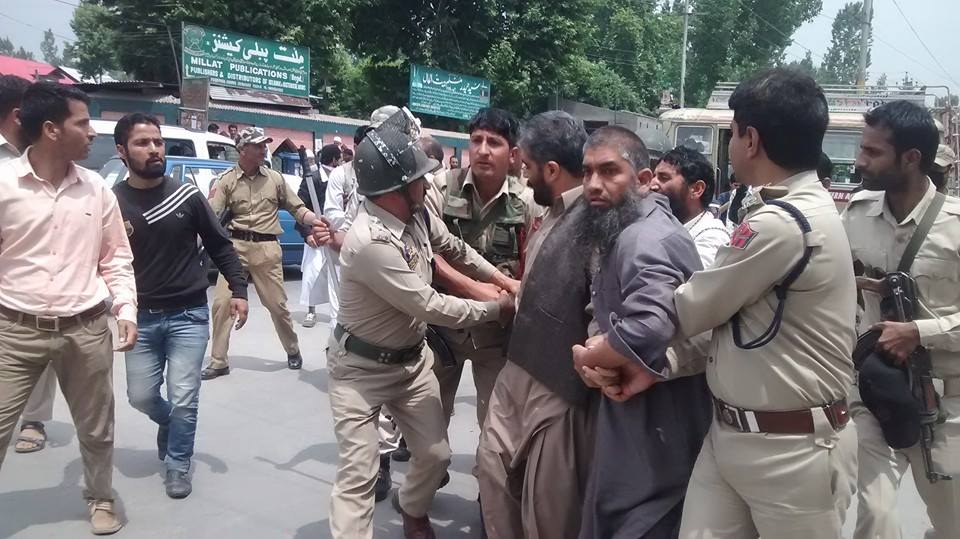 Police detain Hurriyat Conference (g) Jammu province head, Nayeem Ahmad Khan on Thursday.