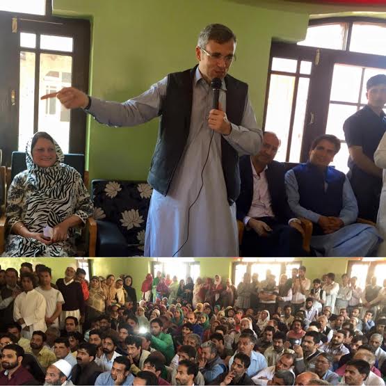 Omar Abdullah at a party meet in Kani Kadal Srinagar on May 02, 2016. (KL Image: NC Spokesperson)