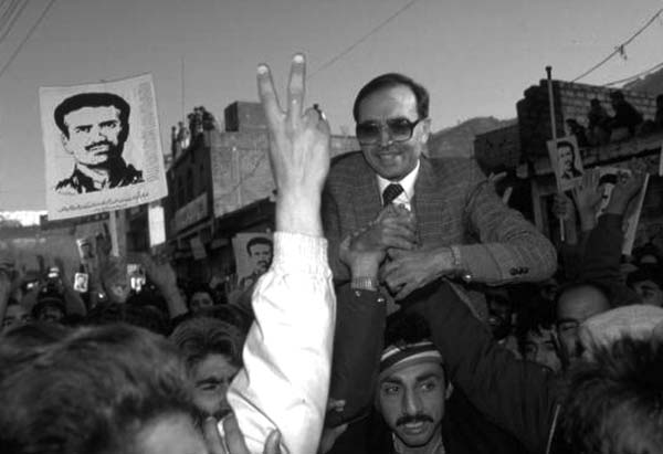 Amanullah Khan during a JKLF rally .