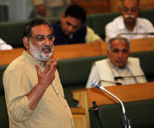 Jammu and Kashmir finance minister Haseb Drabu speaking in the Legislative Council during the question hour on ThursdayPHOTO BY BILAL BAHADUR