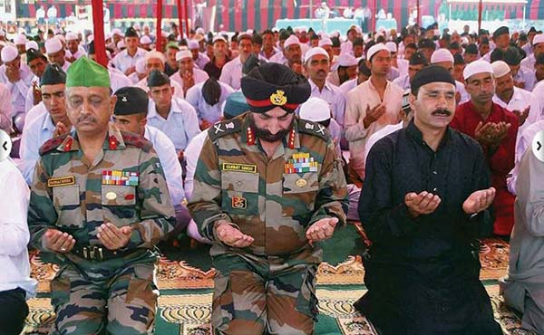 Army officers “offering Nimaz” at a function in Srinagar.