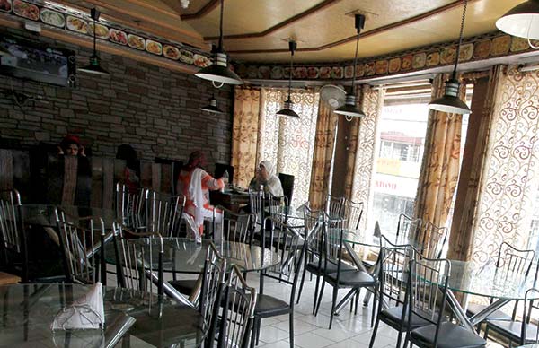 Inner view of ‘Knife and Fork’ at Regal Chowk in Srinagar.