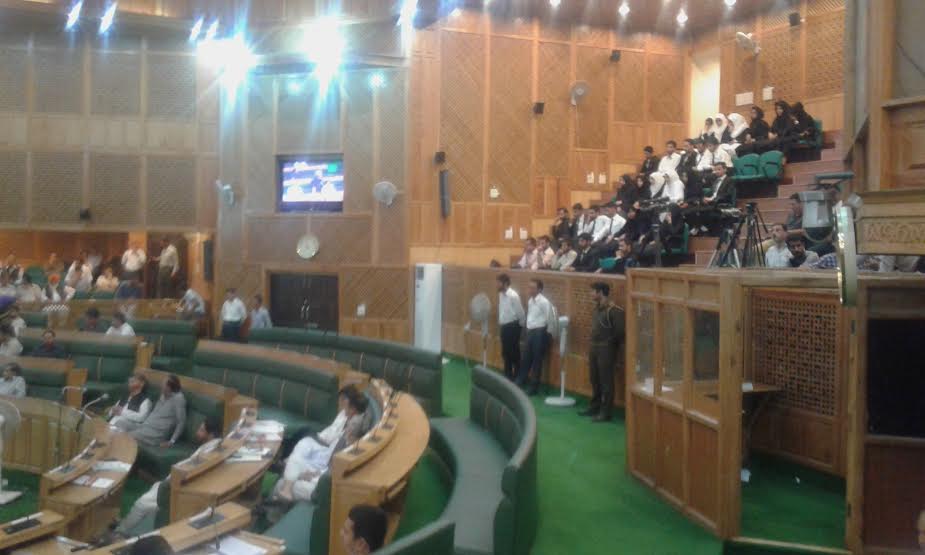 The Law students from university of Kashmir watching proceedings of Assembly on June 18, 2016.