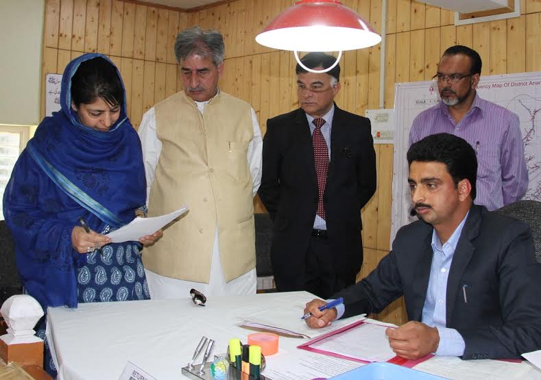 Ms Mehbooba Mufti filing her nomination papers from Islamabad assembly seat on June Ist 2016