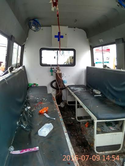 Forces attacked SD Hospital Pampore on Saturday where it damaged an ambulance as well.
