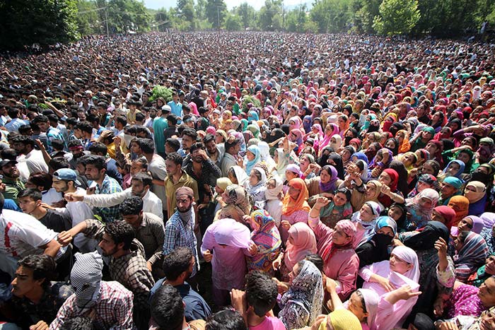Women mourning Burhan’s demise in his hometown Tral.