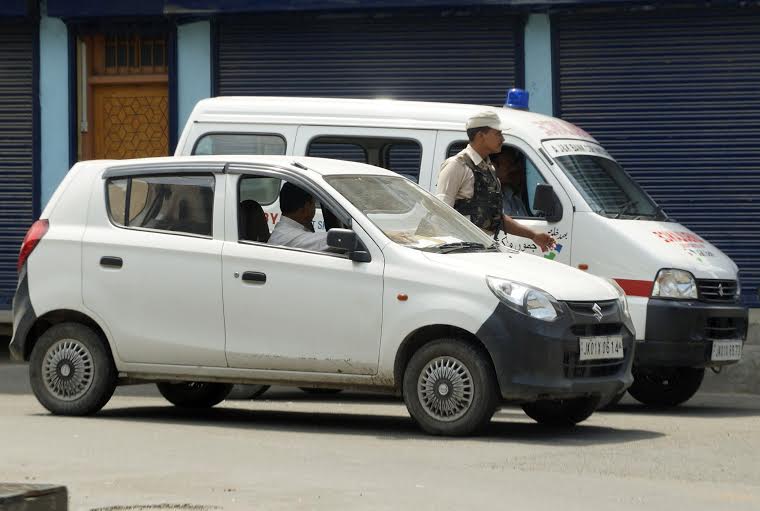CRPF men stopping Ambulance