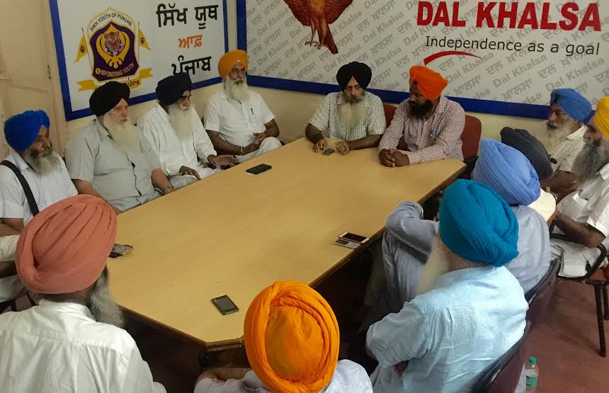 The Dal Khalsa leaders at a party meet in Amritsar on Wednesday.