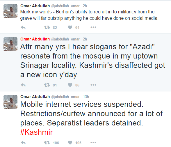 Omar tweets after Burhan death
