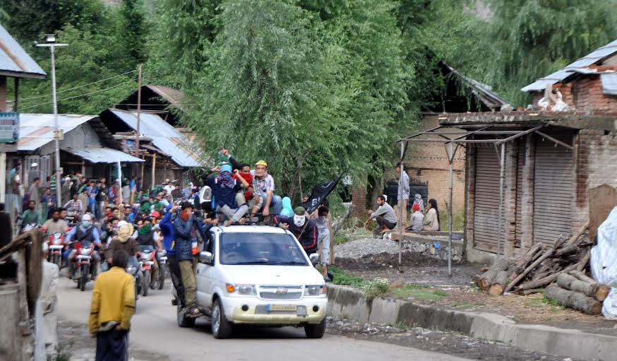 The rally in South Kashmir on Thursday.