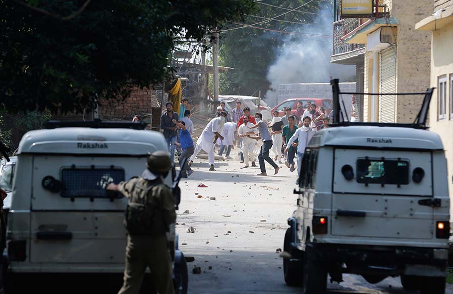 Scenes of street strife from city. 