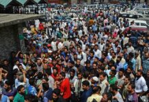 Thousands turn up for several rounds of funeral payers for slain militants in Kulgam