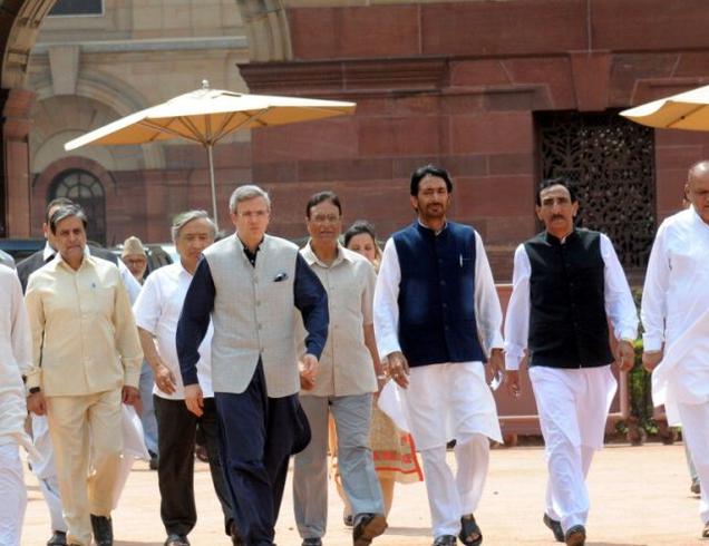 Kashmir Opposition Parties led by Omar Abdullah during Delhi visit.
