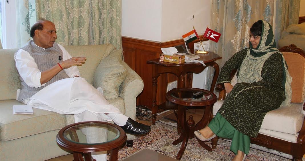 Mehbooba Mufti with Rajnath Singh